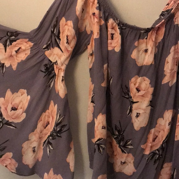 Strapless Long Sleeve Floral Top - Picture 3 of 5